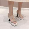 2025 Summer Sale Of Women's Shoes Square Toe Beige Heeled Sandals Espadrilles Platform Buckle Strap New Comfort Low Party Black
