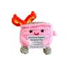Handmade Crochet Dumpster Fire Plush Doll Emotional Support Dumpster Fire DollEncouraging Card Cute Knitting Toy Desk Decor