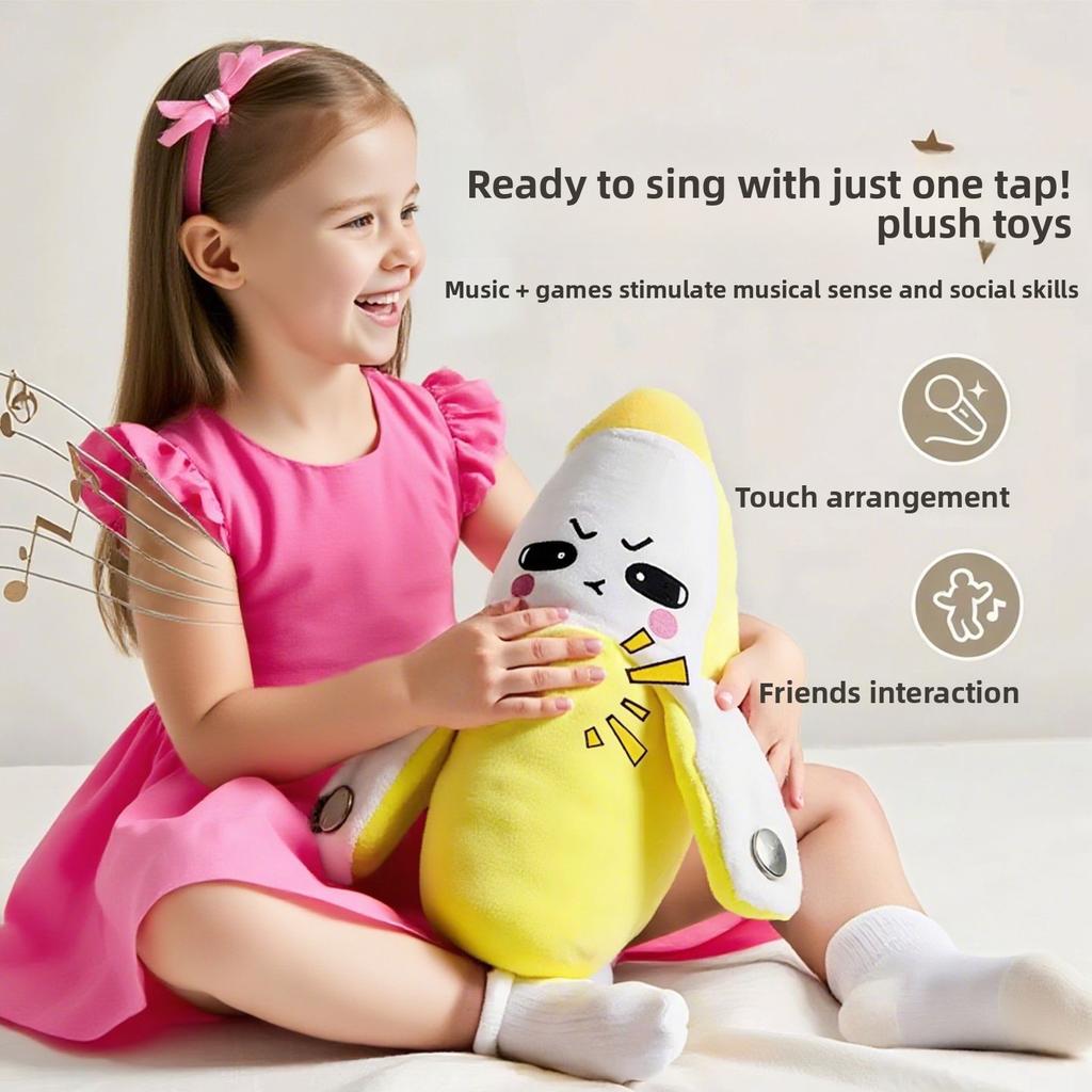 1-2 Stück Neuheit Bananen-Sensor Rhythmus Plüsch Schlüsselanhänger Musikalisch Kreativ Frucht Eltern-Kind Interaktives Geschenk für Kinder