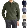 Men's Solid Color Knitted Buttons Lapel Long Sleeve Top Men's Casual Fashion Long Sleeve Top