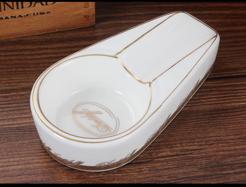 Portable Ceramic Cigar Ashtray with Single Slot