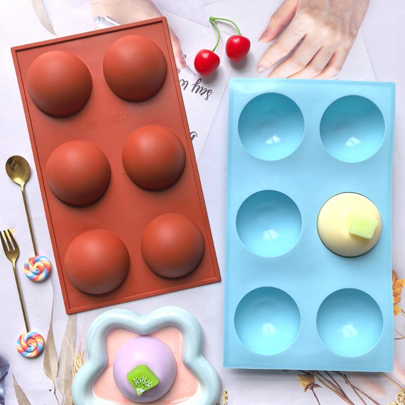 6 Holes Circular Footprint Silicone Baking Mold Reusable BPA Free Mould for Fondant Cookie Pudding Home DIY Baking