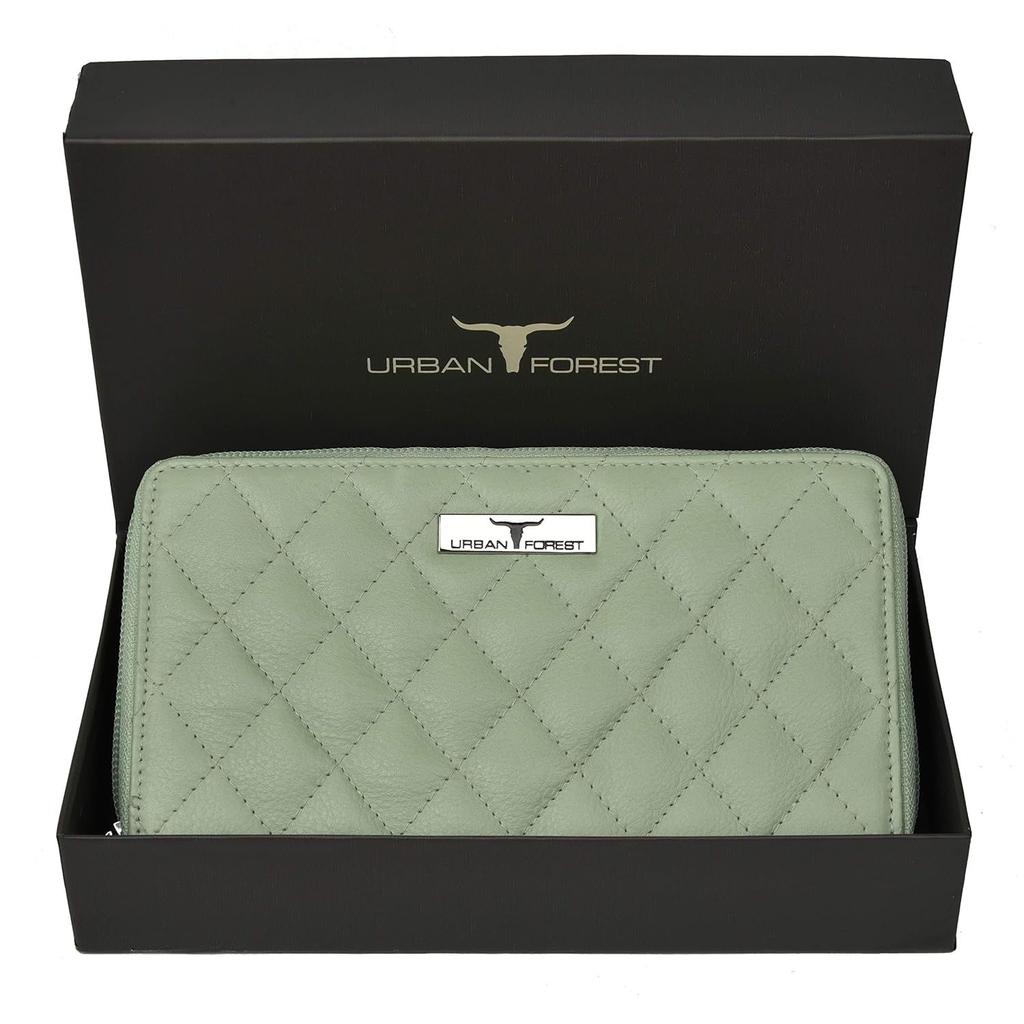 Grace Quilted Mint Green Leather Wallet/Clutch for Women