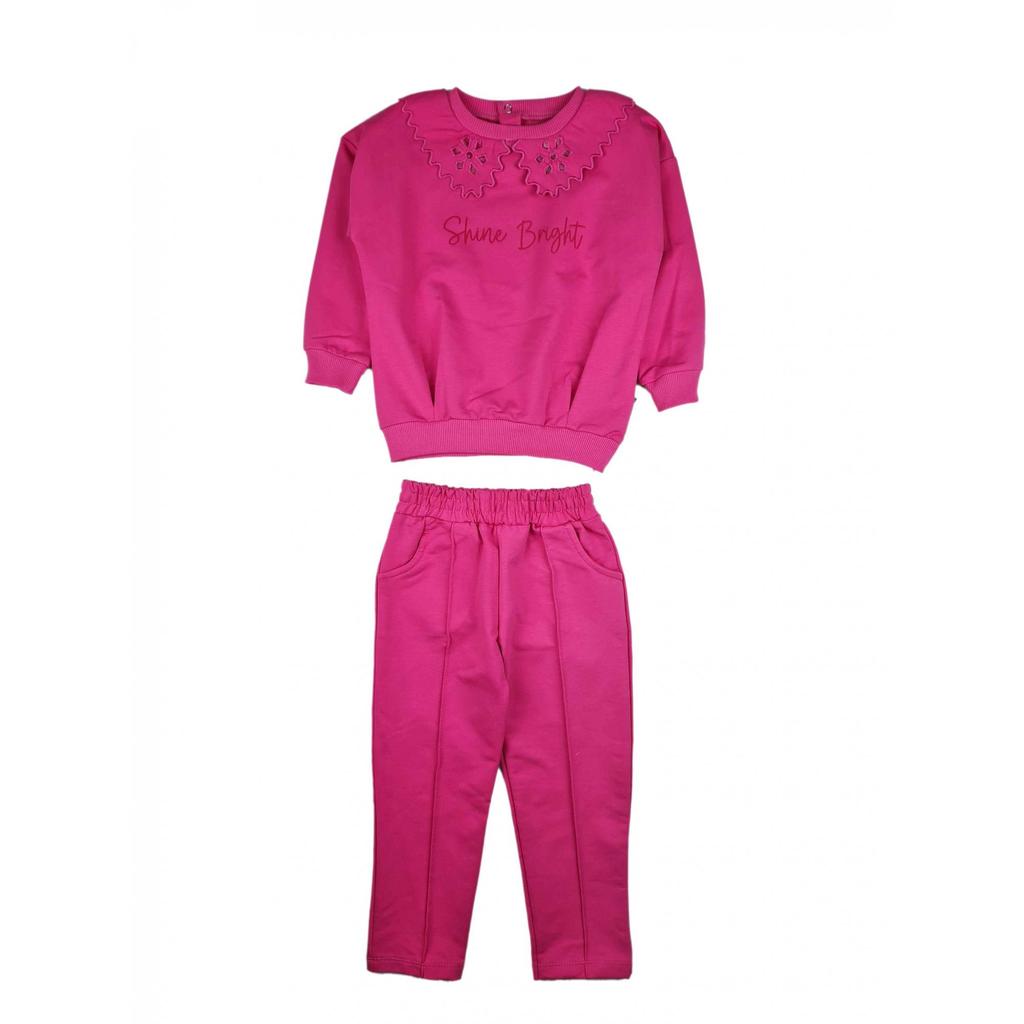 Costum cu broderie din dantelă cu guler sezonier pentru fete Shine Bright