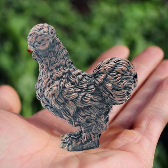 Simulated Chick Model PVC Corncrake Black White Rooster Polish Chickens Figurine Statue Sculpture Decoration Ornament Kids Educational