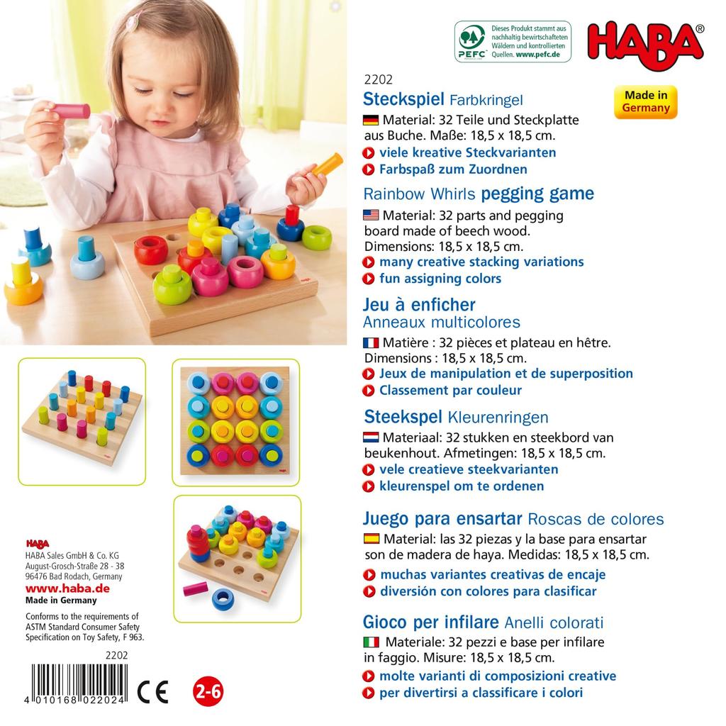 HUBA Rainbow Ring Peg Play Set 2202
