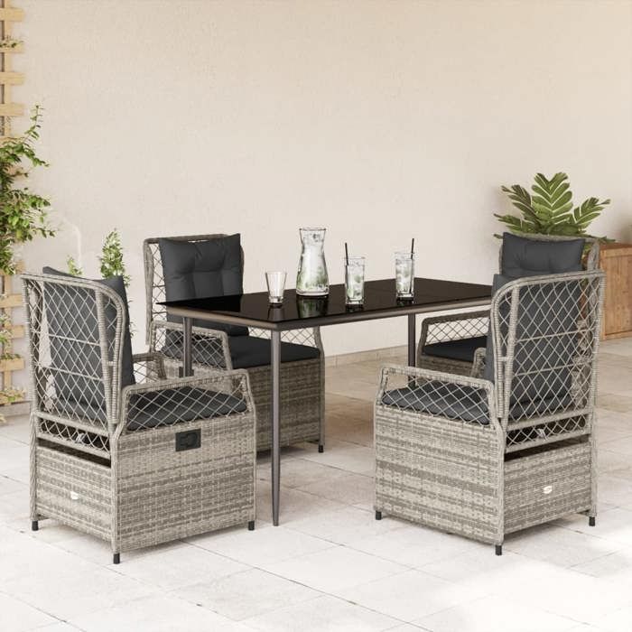 VidaXL Ensemble à manger de jardin 5 pcs coussins gris résine tressée 3262987