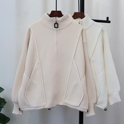 Autumn and Winter New Zipper Casual Versatile Knitted Double-sided Coat Loose Temperament Sweater Cardigan Women