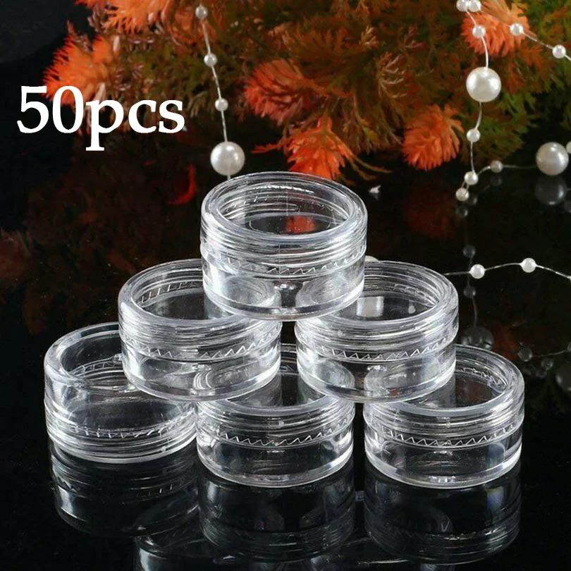 10-100pcs 3g Empty Plastic Cosmetic Makeup Jar Pots Transparent Sample Bottles Eyeshadow Face Cream Lip Balm Container