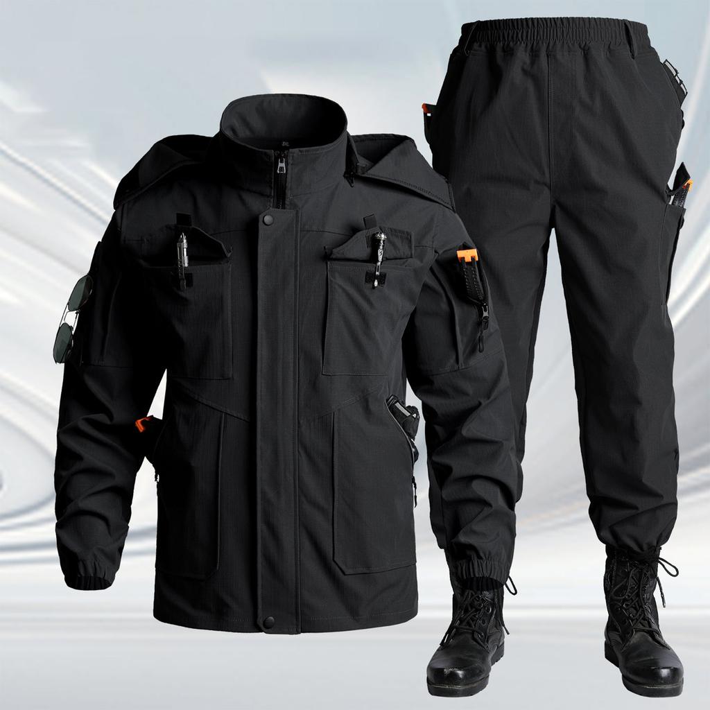 Men's Jacket Suit Men's Workwear Wear Resistant Camouflage Suit Hooded Training Suit Mountaineering Outdoor Suit