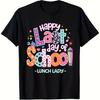 Lunch Lady Last Day of School Graphic Tee Funny Women Teacher Appreciation Crewneck T-Shirt