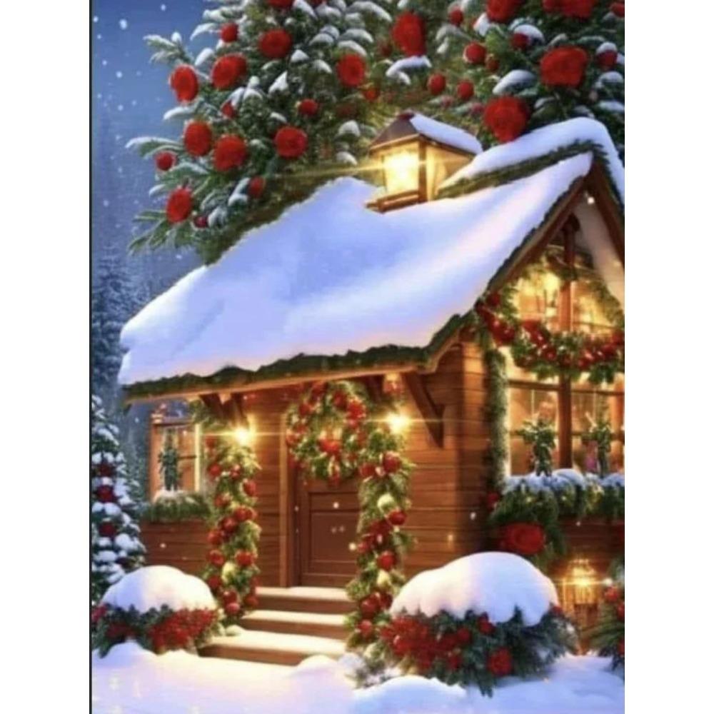 Diamantmaleri Kunst Full Drill Juletrehus Diamantmaleri Håndlaget Snøhvit Day Diy Diamant Mosaikkmaleri Hjemdekorasjon Julegave
