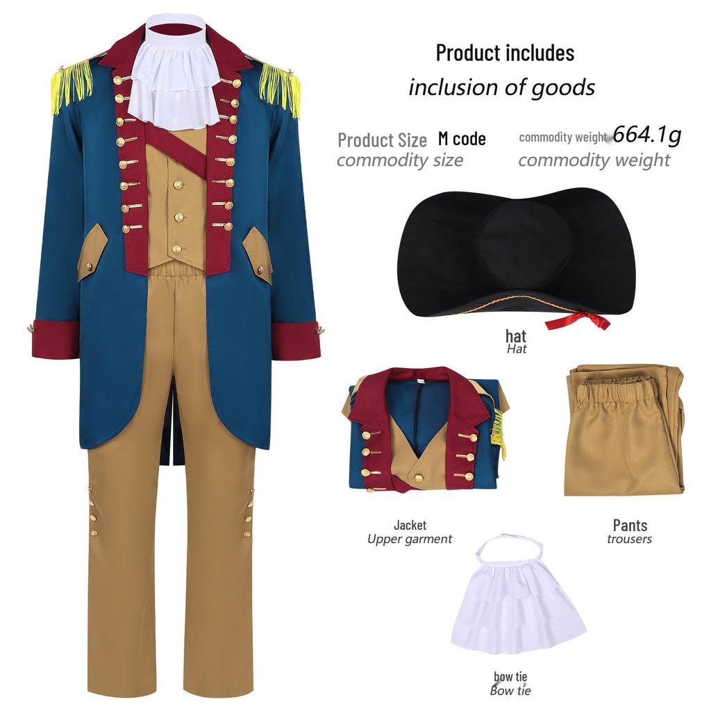 Costume Cosplay Uomo George Washington - Uniforme Militare Retrò Musicale Hamilton