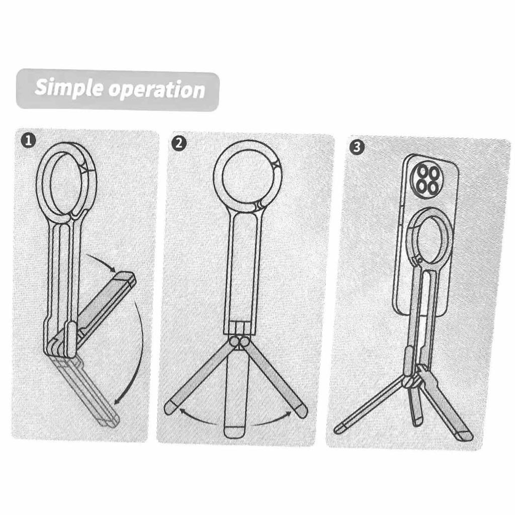Foldable Magnetic Carabiner Phone Holder & Tripod for Live Streaming, Photos, Airplane & Desktop Use.