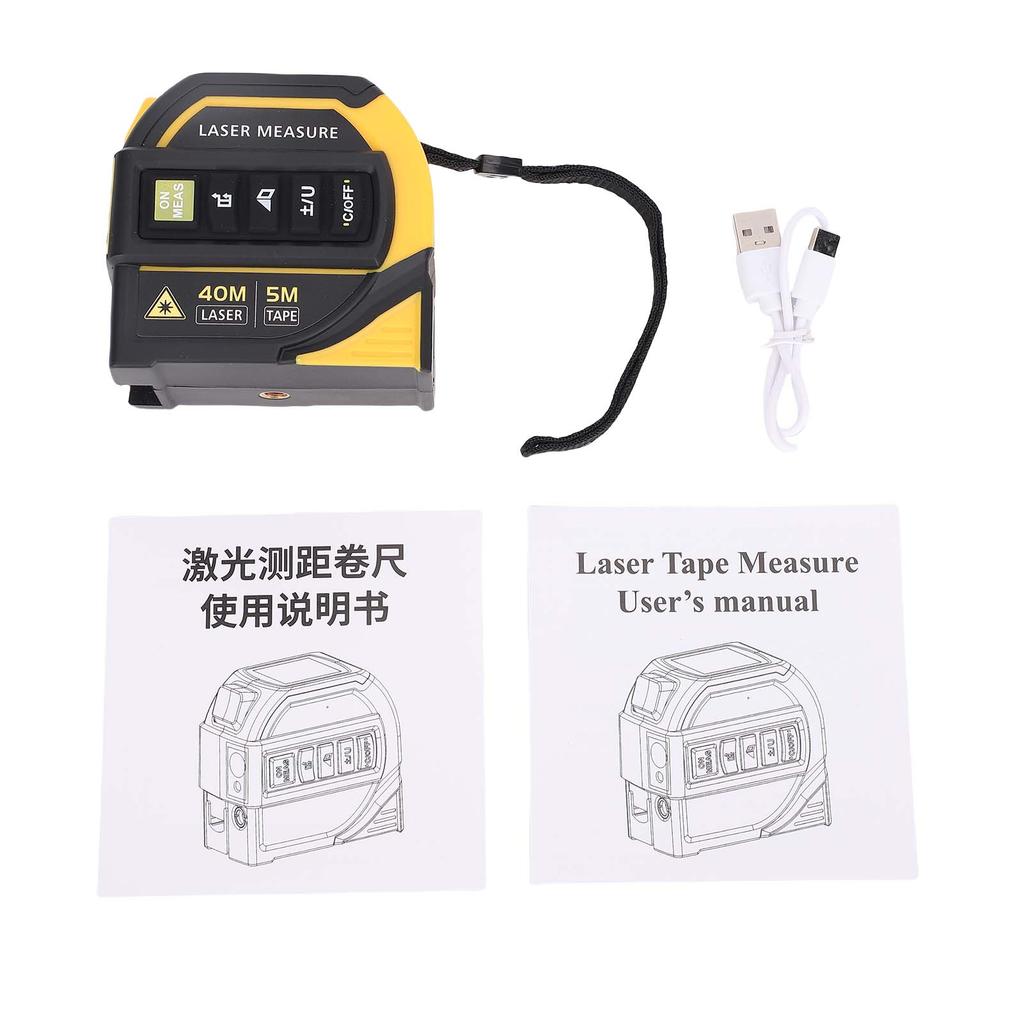 4in1 Laser Tape Measure 131ft Laser Measurement &16.4ft Manual Tape Ruler LCD Display Pythagorean, Area, Volume,