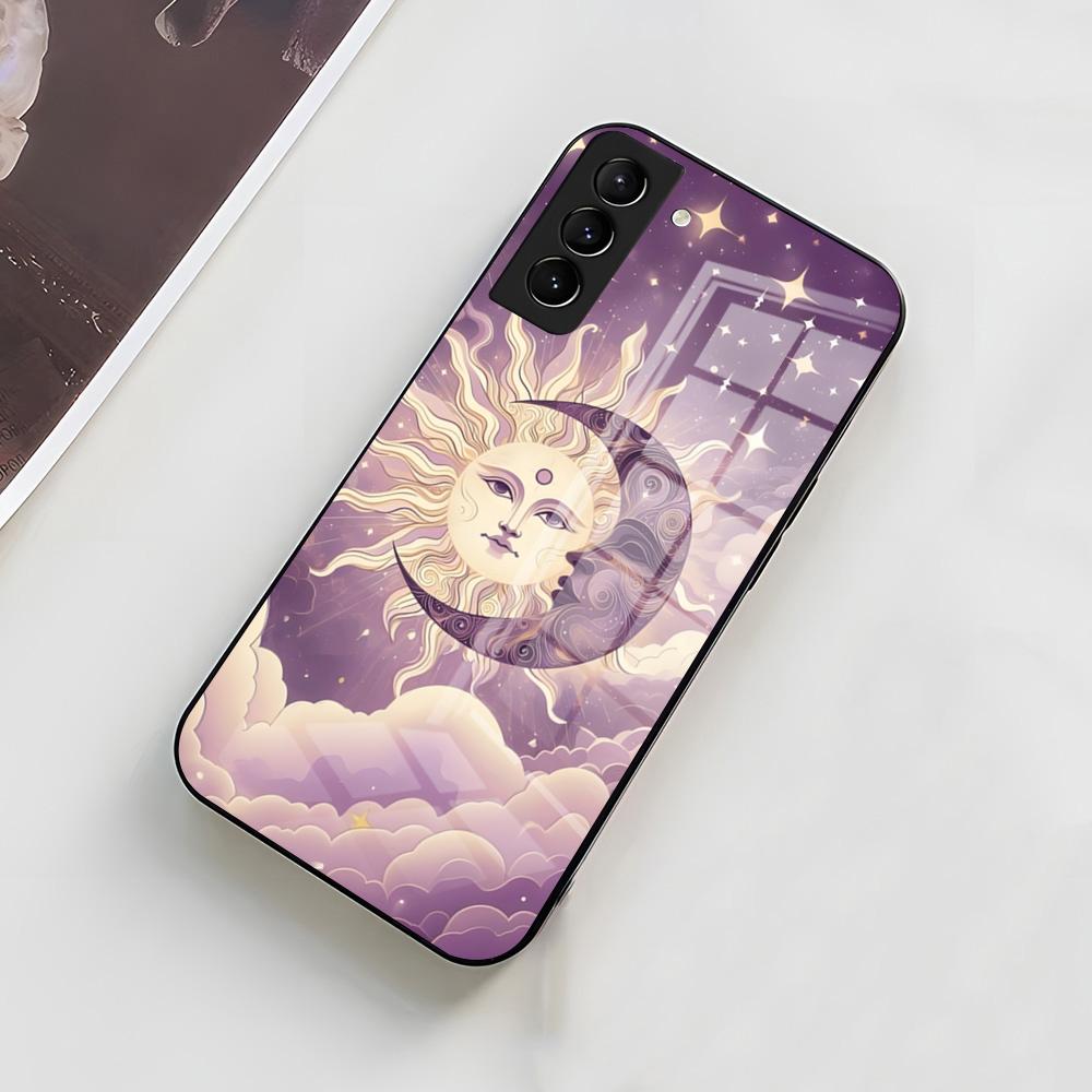 Yinuoda Funny Sun Moon Face Phone Case For Samsung A56 A36 A26 A16 A15 A25 A35 A55 A14 A34 A24 A54 Glass Case