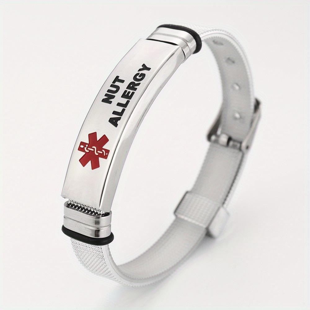 

Предупреждение АЛЛЕРГИЯ НА ОРЕХИ Браслет Мужской Универсальный Ремешок для Пальто Праздничный Подарок Ювелирные Изделия серебряный