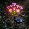 Solar Powered Lotus Flower Outdoor Stake Light Artificial Flower Garden Decoration Waterproof LED Pathway Lighting for Yard Lawn Patio Landscape