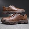 Genuine Leather Big-toe Leather Shoes Men's British Casual Shoes Lace-up Thick-soled Men's Shoes Trendy Martin Shoes Low-top Tooling Shoes