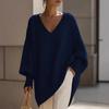 Damen S V-Ausschnitt Langarm Locker Einfarbig Strickpullover