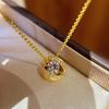 Trendy Floating CZ Planet Pendant Necklace for Women, Luxury Gold Plated Celestial Sphere Orbit Chain, Modern Jewelry Gift