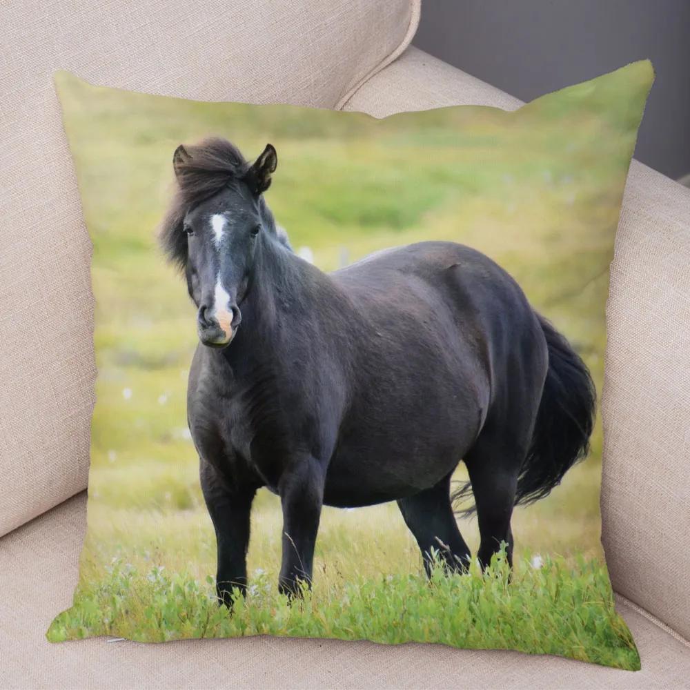 Wild Horse Cushion Cover Decor Animal Print Pillowcase  for Sofa Home Car Children Room Super Soft Plush Pillow Case 45x45cm