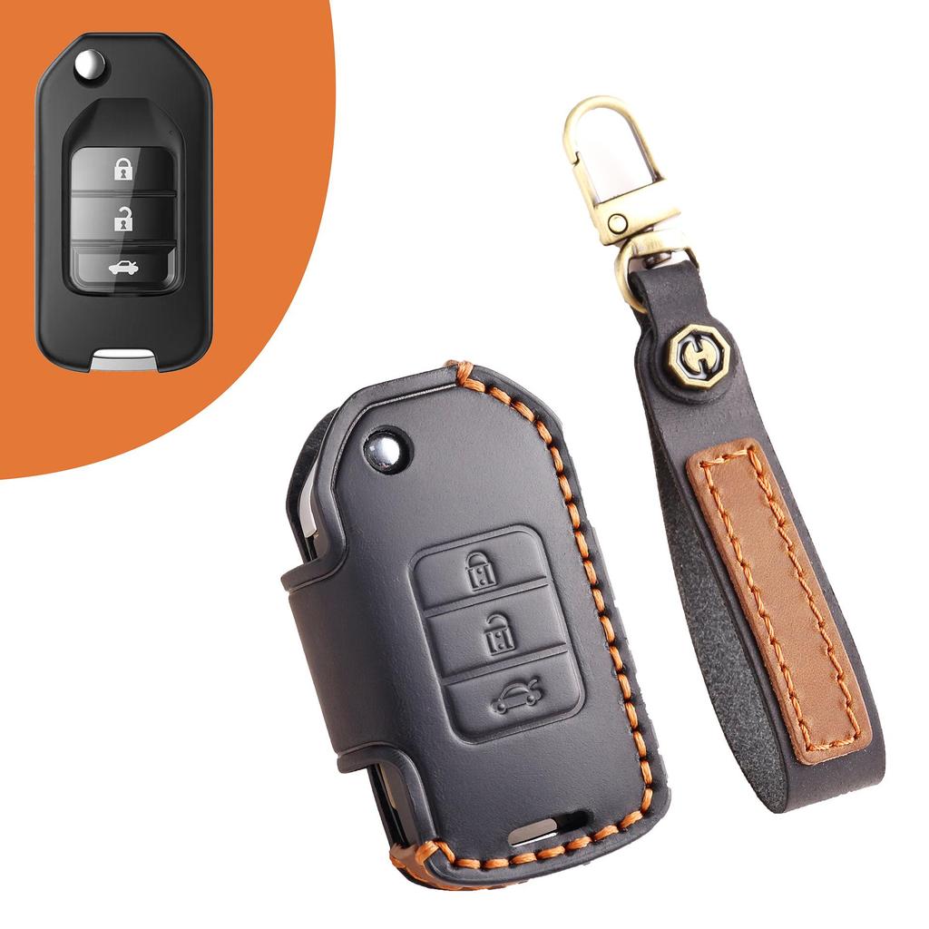 Handmade Premium Leather Key Cover for Honda Civic and Accord