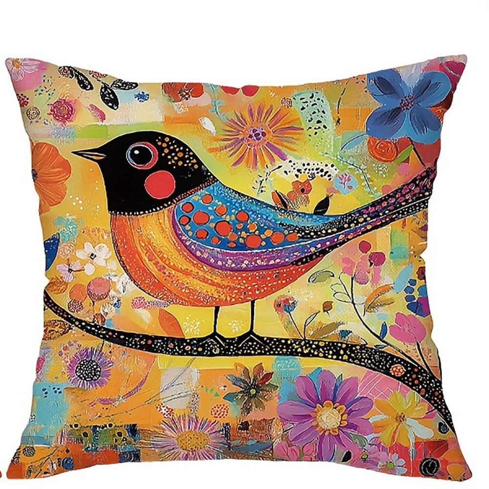 1/4Pcs Colorful Bird-Patterned Pillowcases For Vivid Home Decor Sofa Cushion Cover Home Bedroom Room Decoration