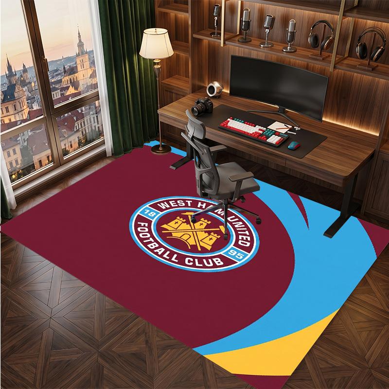 Tappeto in Velluto di Cristallo con Stampa del West Ham United Football, Comodo Assorbente d'Acqua Antiscivolo Tappeto per Pavimenti Interni
