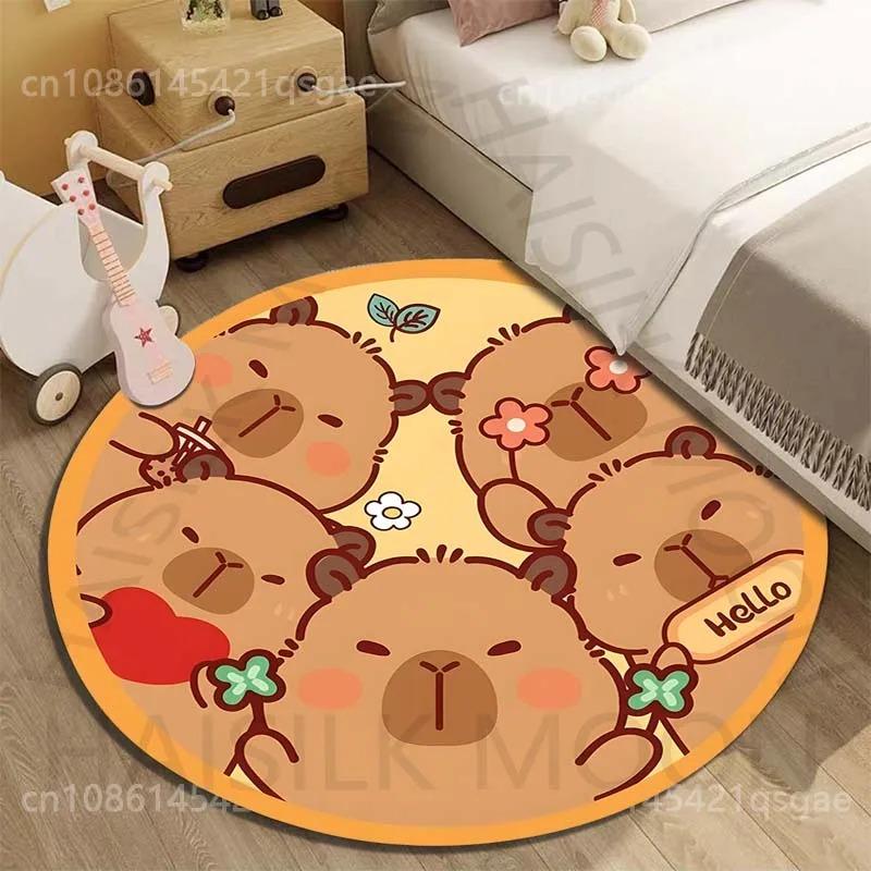 

Дисней Капибара Мультяшный Принт Круглый Коврик Гостиная Диванный Столик Спальня Напольный Ковер Большая Площадь Коврик для Питомца Домашний Декор Подарки 80x80cm