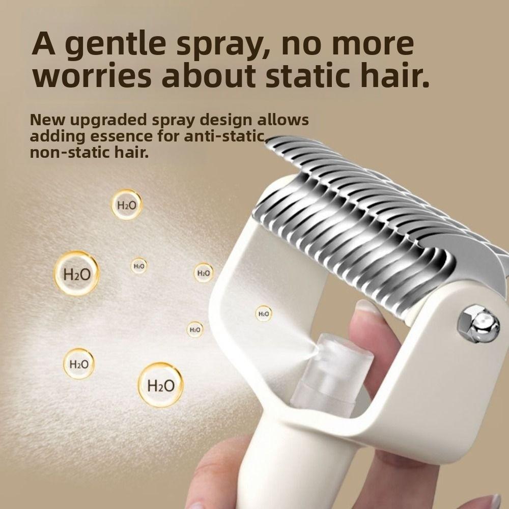 Stainless Steel Pet Dematting Comb Anti-tangle Widened Cutters Pet Hair Thinning Brush with Sprayer Comfortable Grip