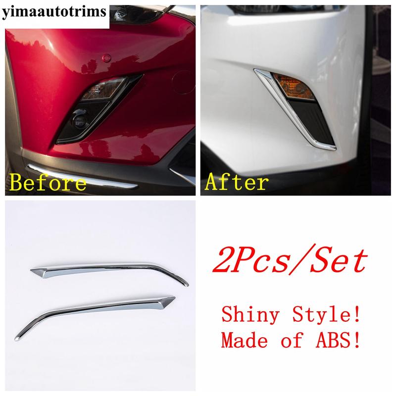 ABS Chrome Car Front Fog Light Lamp Eyelid Eyebrow Strip Cover Trim For Mazda CX-3 CX3 2015 -  Car Accessories Exterior Kit