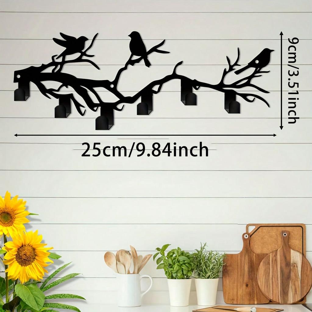 Bohemian Černé kovové háčky na ptáčky Odolné Rustikální nástěnné dekorace