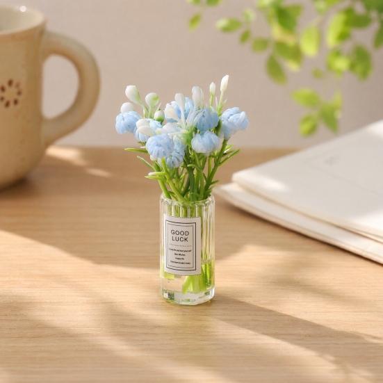 Miniature Flower Vase for Dollhouse, Mini Floral Vase Figurine, Tiny Clear Plants Vase Model, 1/12 Scale Dollhouse Decor Accessories