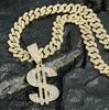 European and American Hip-hop Diamond-encrusted Personality Light Luxury High-end Sense Dollar Pendant Necklace Cuban Chain Fashion Jewelry