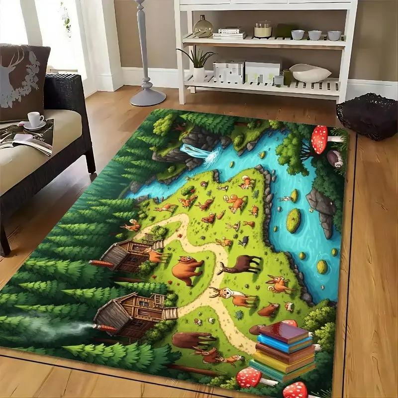 Cartoonized Pixelated Rock Bricks Pattern Carpet Man's Cave Game Room Decor Large Rug Bedroom Bedside Rug Living Room HOME Decor