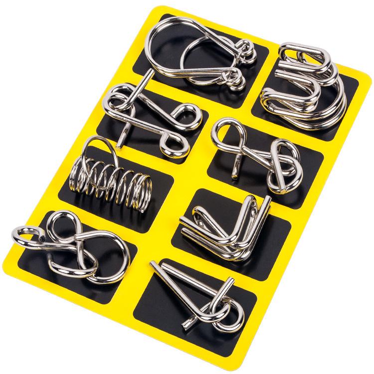 Metal Nine Linked Rings: Eight-Piece Set of Educational Unlocking Toys for Children's Cognitive Development