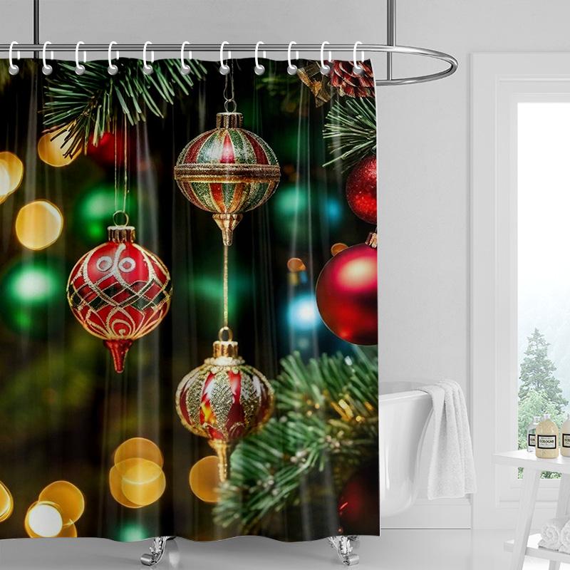 Home Decoration Shower Curtains for Bathroom Waterproof Curtain Fabric Modern Nordic Style Living Room Merry Christmas Winter