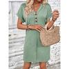 VEZFAA Moda damska Lato Wiosna Jednolity kolor Drukuj Krótki rękaw Dekolt w kształcie litery V Luźna talia Casual Sukienki
