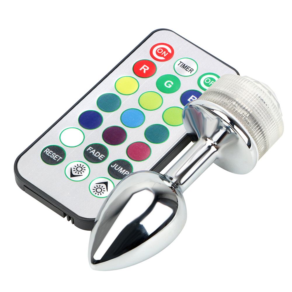 LED Light Metal Anal Plug Sex Toys For Couples Prostate Massager Stainless Steel Butt Plug Anus Stimulator Flirting