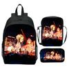 Gorillaz UK Virtual Band Printed Cartoon Backpack 3-Piece Set School Bag Lightweight Large Capacity