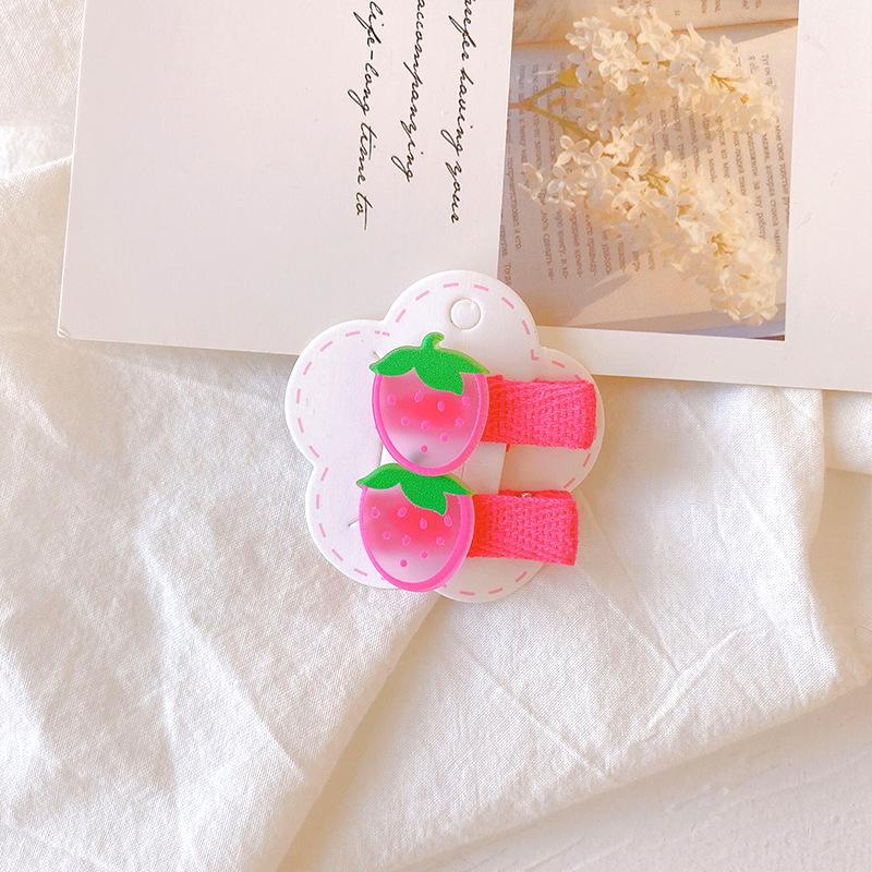 Cute Children Hair Pins Matte Cartoon Fruit Plant Fabric Embroidery BB Hair Clips for Girl Korea Simple Fashion Hair Accessories