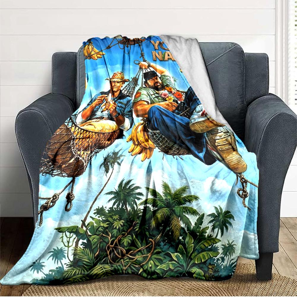 Name Custom Terence Hill und Bud Spencer Druck Flanelldecke Hohe Qualität Warm Bequem Decke für Alle Jahreszeiten Perfekt für Geschenke Heimdeko