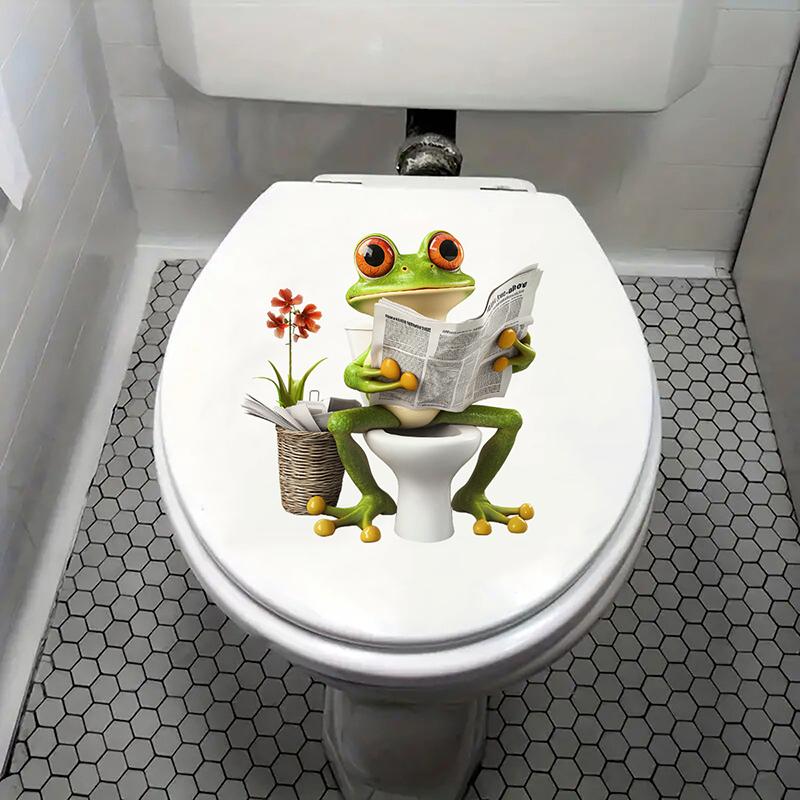 

Милый панда, читающий газету, наклейка на крышку унитаза - Животное самоклеящаяся наклейка для ванной комнаты и туалета, водонепроницаемая, забавная, домашний декор 1PCS