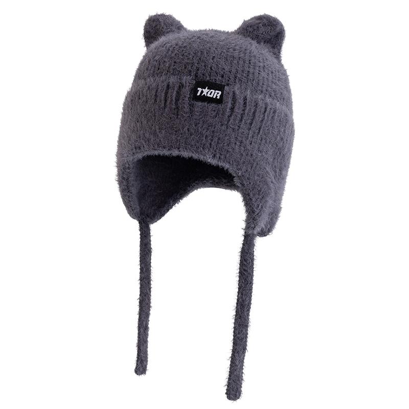 New Women Cute Cat Ear Earflap Winter Hat Fashion Windproof Knitted Hat Kpop Style Soft Beanie Hats Candy Colors Streetwear Cap