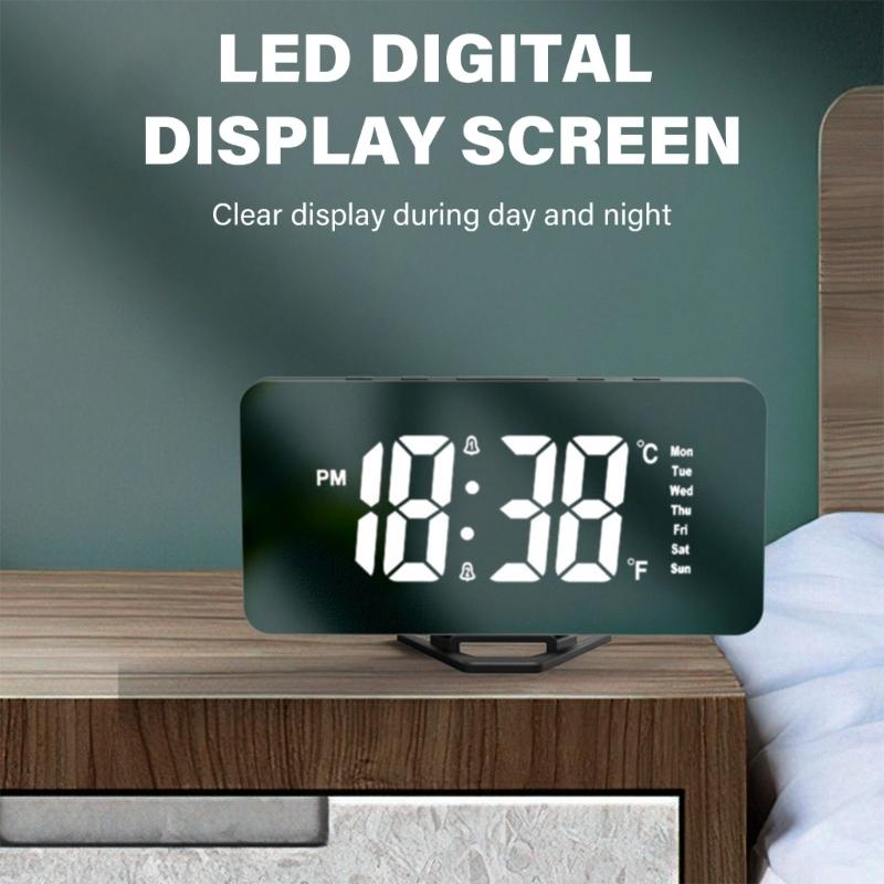 Modern Bedsides Digital Clock with LED Display, Date Temperature Function,USB Charging Port for Phone Easy to Read