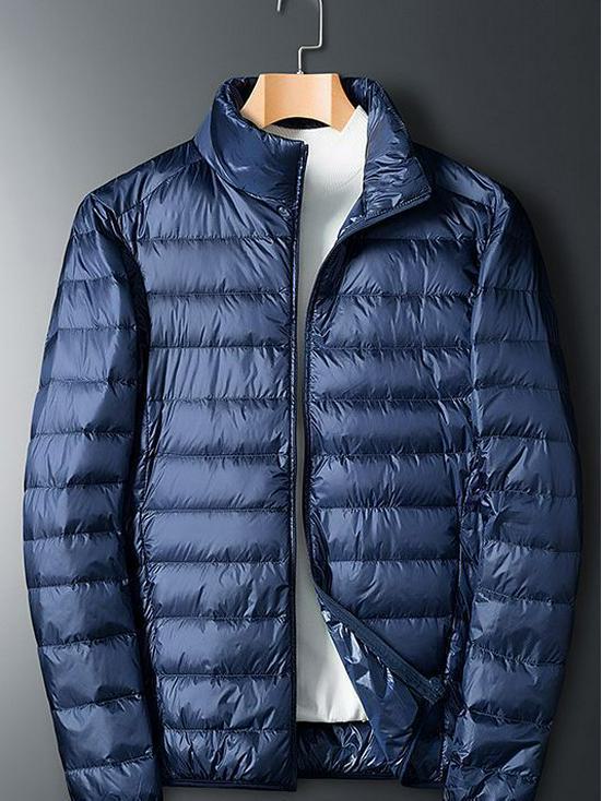 Men's Lightweight White Duck Down Winter Jacket, Large, Loose Fit, Youth Short Style, Outdoor Sports, Stand Collar, Warmth.