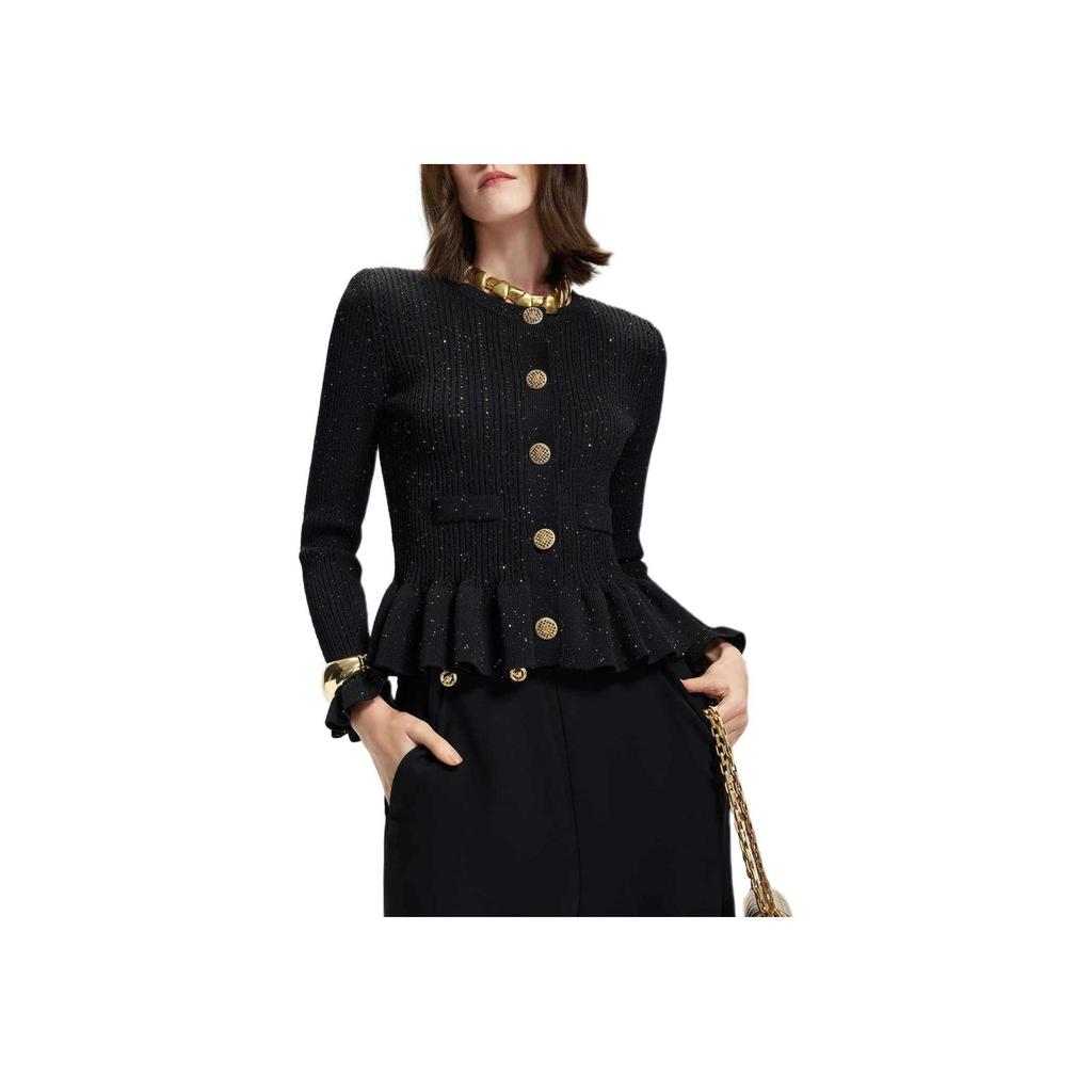 Karl Lagerfeld French Elegant Daily Commuting Dating Outfit Trendy Travel Gathering Light Luxury Hollow Button Fitted Knit Sweater M21E2213