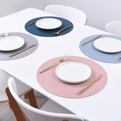 2/4/6PCFaux Leather Placemats with CoastersRound Place Mats for Kitchen Dining Patio TableNon-SlipHeat ResistantWashable