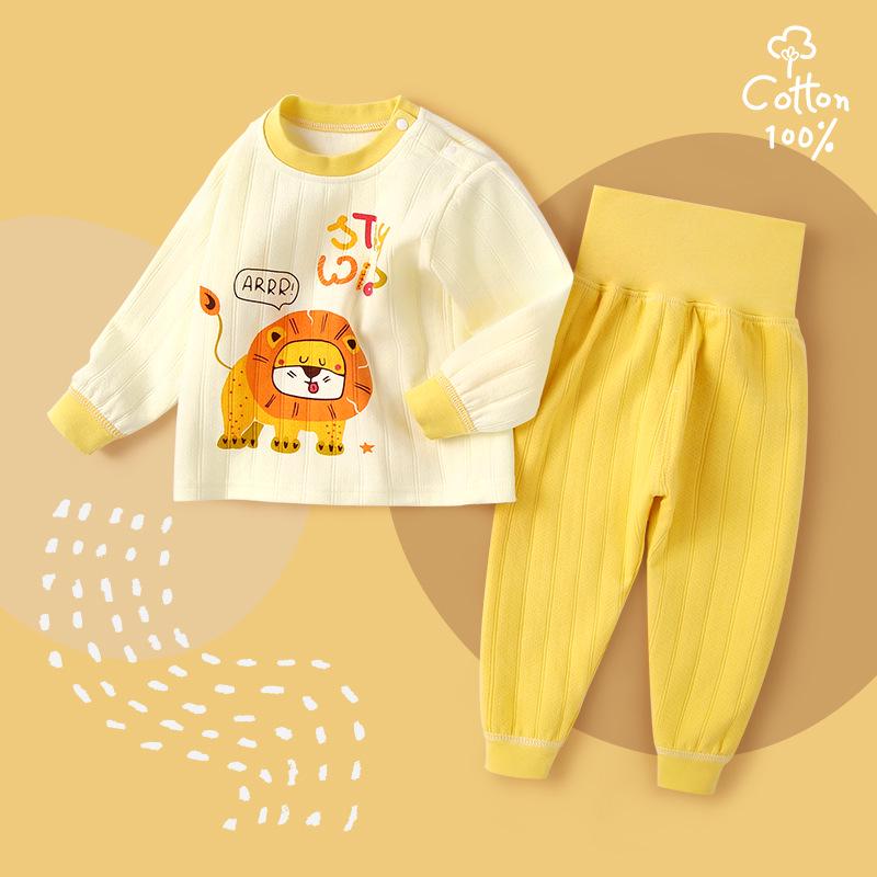 

Jingqi Pure Cotton Baby Autumn Pajama Set with High Waist Belly Protection - Warm Children s Underwear 80cm for 68-73cm, 15-19 lbs